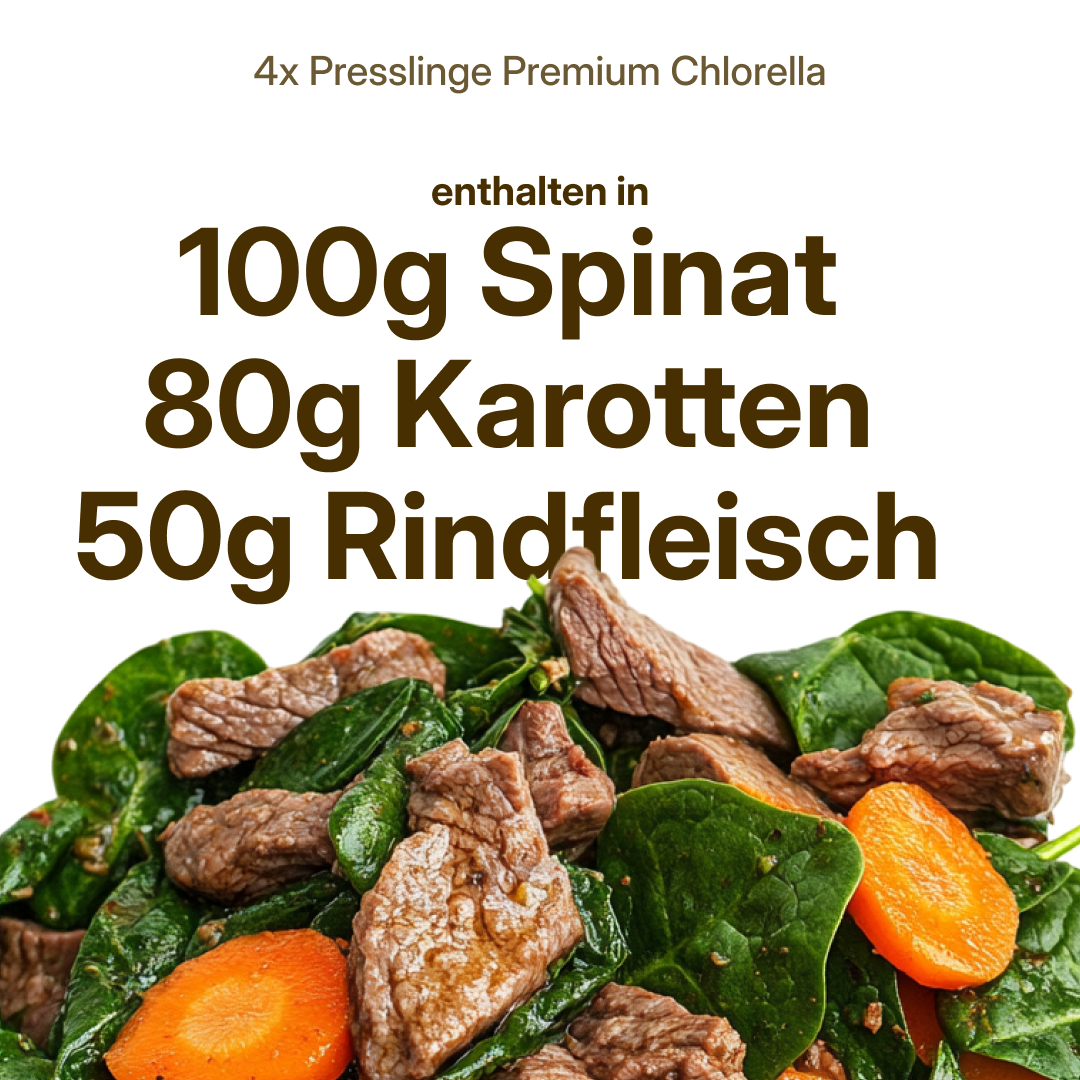 Premium Chlorella (Chlorella vulgaris) – aus Süßwasseralgen, vegan | 224 Presslinge in Glasflasche
