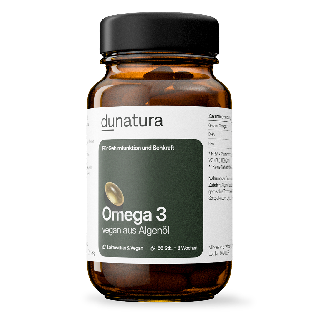 Omega 3 (300mg) vegan aus Algenöl | 56 Kapseln in Glasflasche