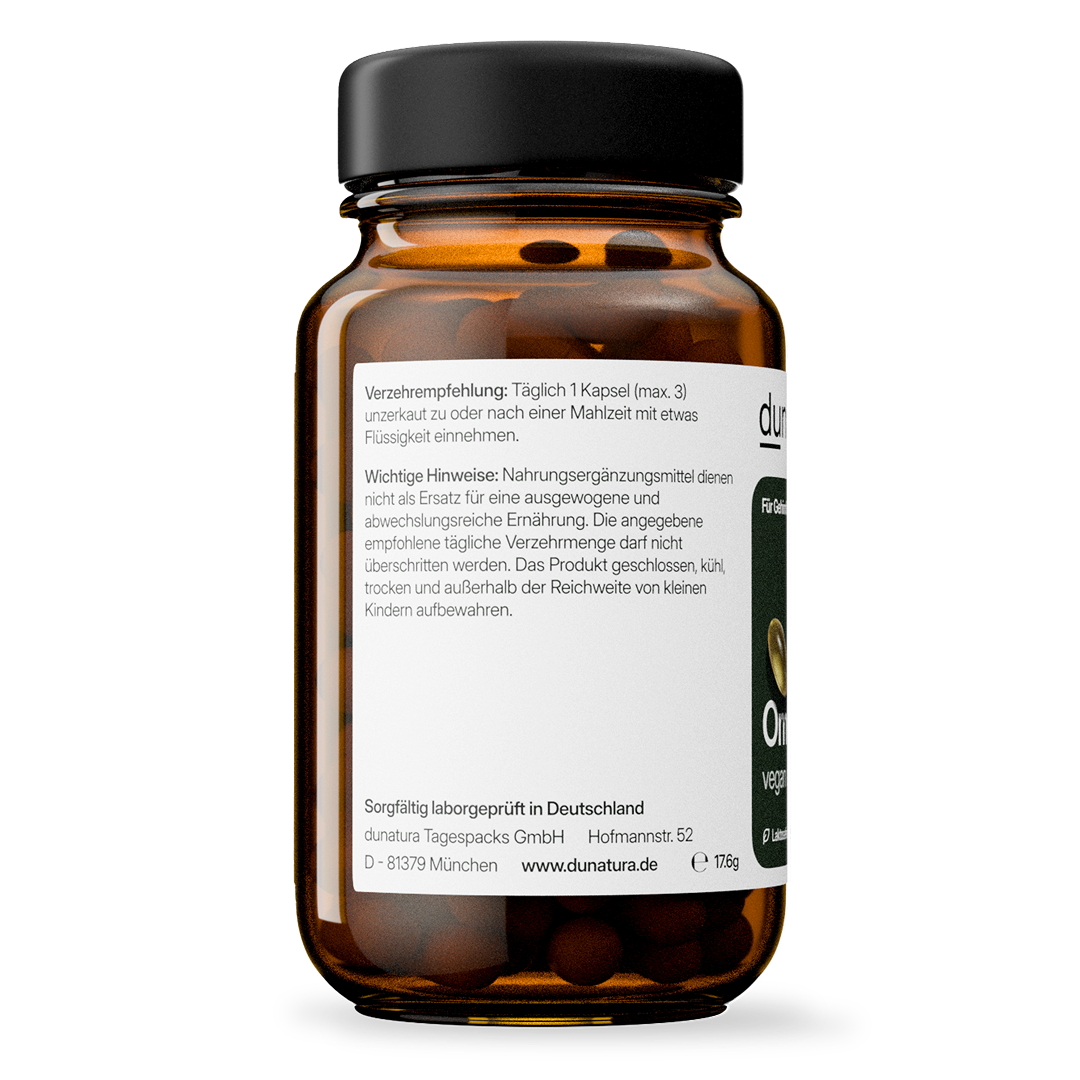 Omega 3 (300mg) vegan aus Algenöl | 56 Kapseln in Glasflasche