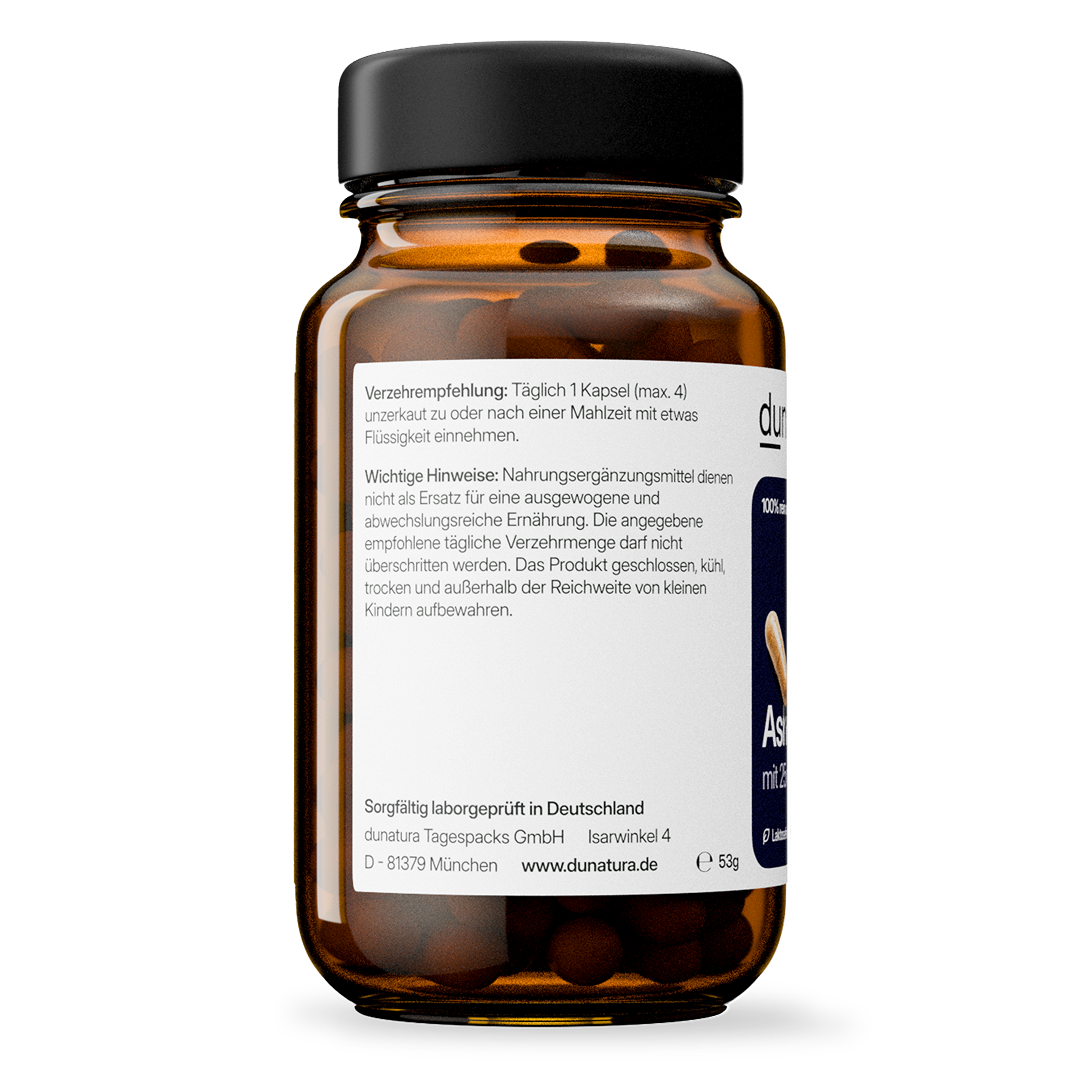 Ashwagandha (500mg) mit 25mg Withanoliden | 56 Kapseln in Glasflasche