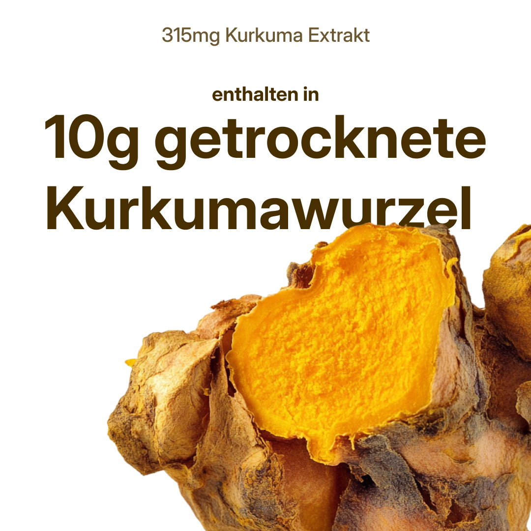 Kurkuma (315mg) mit schwarzem Pfeffer | 56 Kapseln in Glasflasche