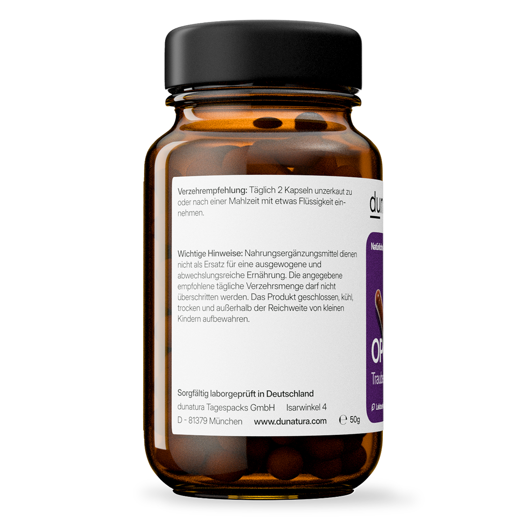 OPC (148 mg aus Traubenkernextrakt) – vegan | 112 Kapseln in Glasflasche