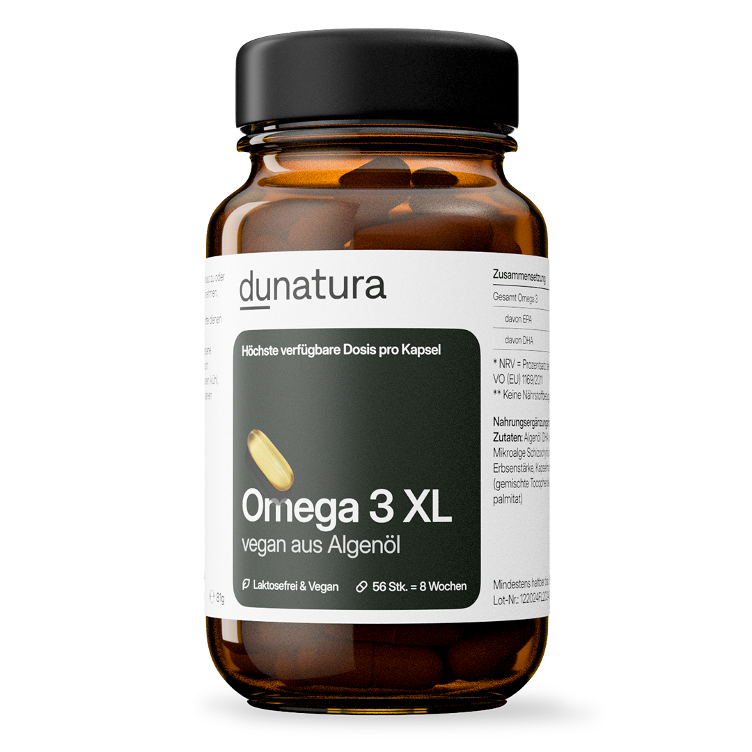 Omega 3 XL (500 mg) – vegan aus Algenöl | 56 Kapseln in Glasflasche