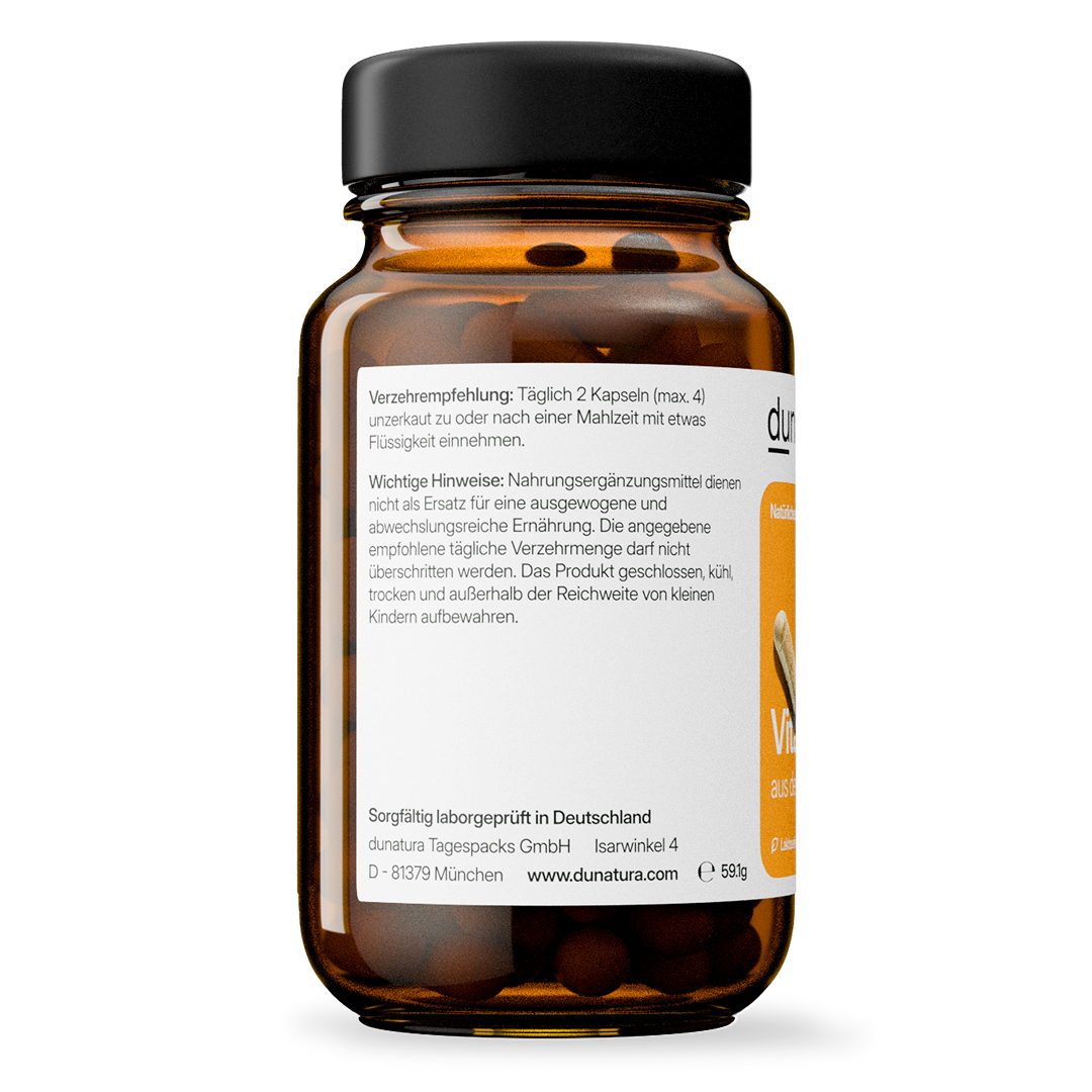 Vitamin C (200 mg aus Acerolaextrakt) – vegan | 112 Kapseln in Glasflasche