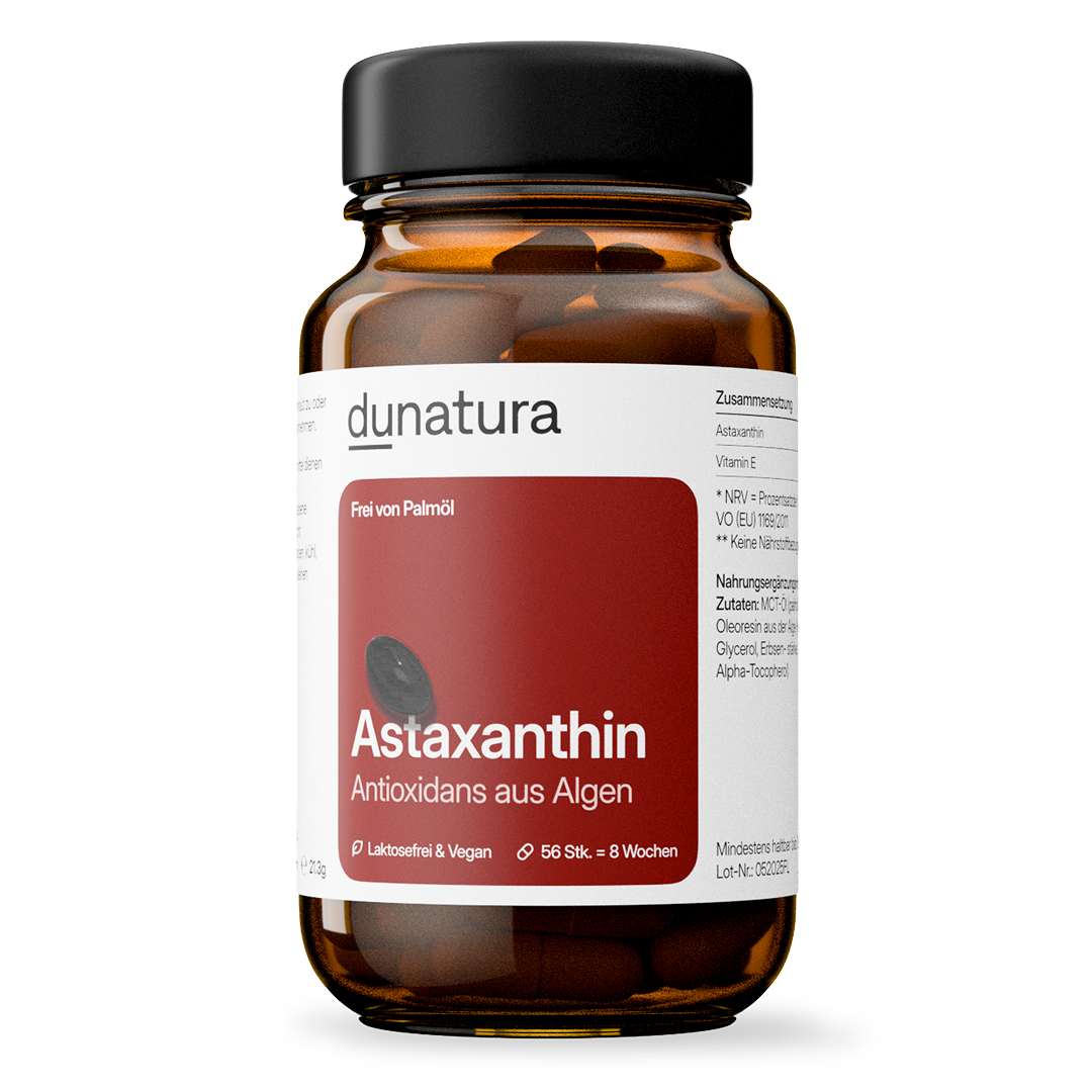 Astaxanthin (8 mg) – aus Mikroalgen, vegan & ohne Zusatzstoffe | 56 Kapseln in Glasflasche