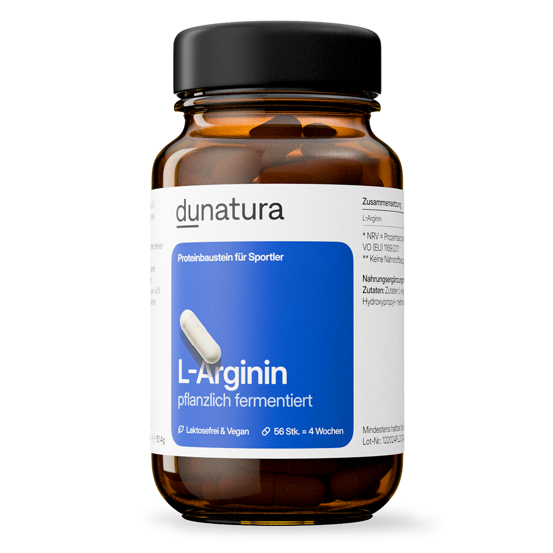 L-Arginin (620 mg) – fermentativ gewonnen, vegan | 56 Kapseln in Glasflasche