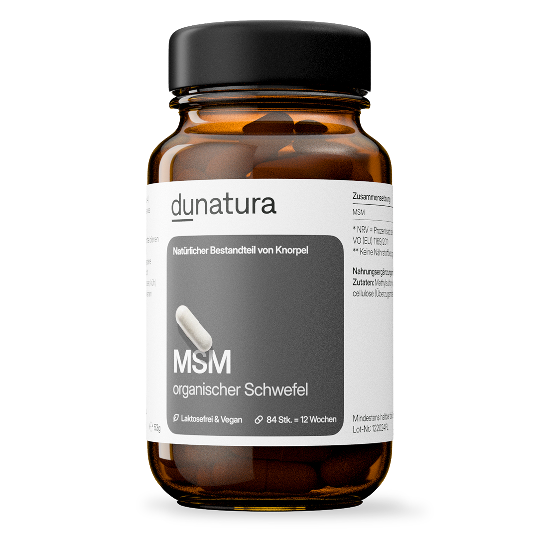 MSM (500 mg) – organischer Schwefel, vegan | 84 Kapseln in Glasflasche