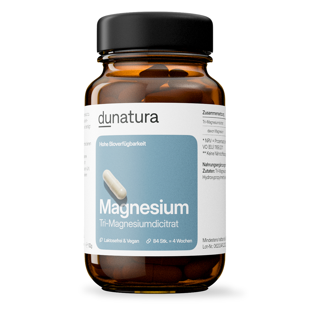 Magnesium (500 mg Magnesiumdicitrat) – gut verträglich, vegan | 84 Kapseln in Glasflasche